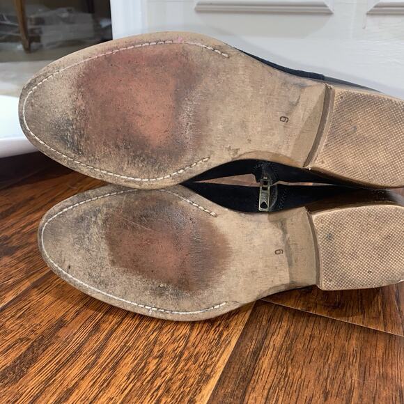 MADEWELL Cait Black Leather Suede Sz 9 Ankle Booties 2" Heel Zip Up Fall Winter - Picture 9 of 9